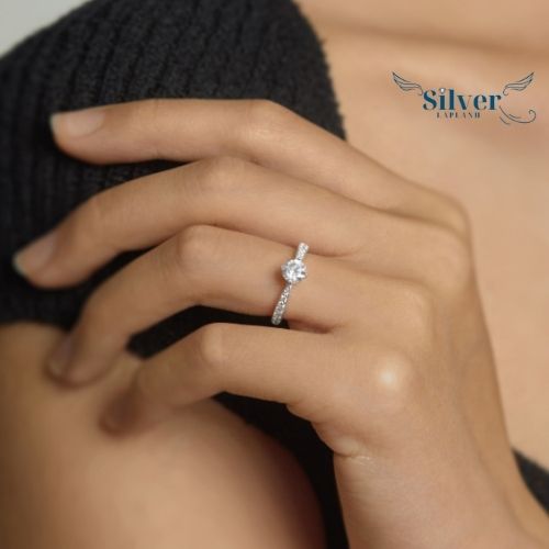 Nhẫn Bạc Nữ 925 Nút Thắt Đính Đá Chủ Lấp Lánh - Ảnh 2