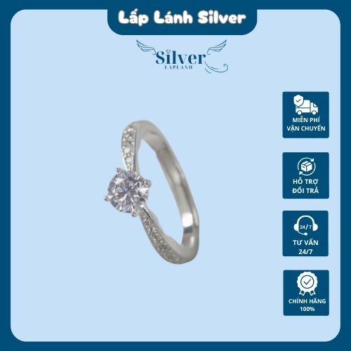 Nhẫn Bạc Nữ 925 Nút Thắt Đính Đá Chủ Lấp Lánh