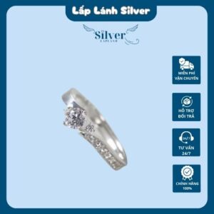 Nhẫn Bạc Nữ 925 Xoắn Vô Cực Đính Đá Xinh Xắn