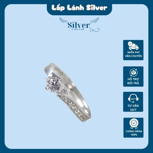 Nhẫn Bạc Nữ 925 Xoắn Vô Cực Đính Đá Xinh Xắn